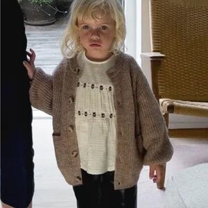 Zara Cream and Black Textured Top